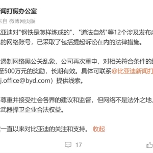 比亚迪发文：已起诉！