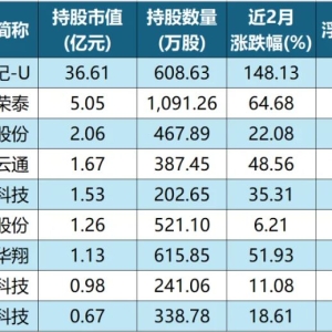 除了寒武纪，章建平最新持有这些个股，有的已大涨
