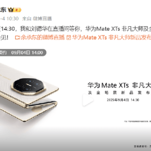 余承东官宣华为Mate XTs非凡大师发布会：我和刘德华在直播间等你 ...