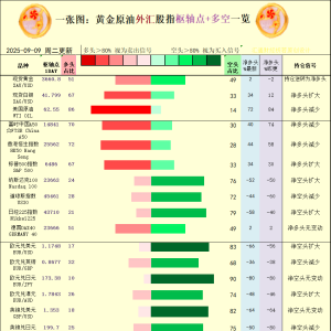 一张图：2025年9月9日黄金原油外汇股指“枢纽点+多空持仓信号”一览 ...