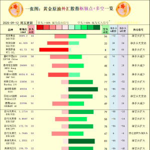 一张图：2025年9月12日黄金原油外汇股指“枢纽点+多空持仓信号”一览 ...