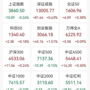A股收评：指数冲高回落，沪指跌0.26%创业板指一度站上3100点涨1.52%，游戏、猪肉、鸡 ...