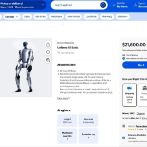 中国宇树G1人形机器人上架美国沃尔玛！基本款售价为21600美元，免费送货，一次可以订 ...
