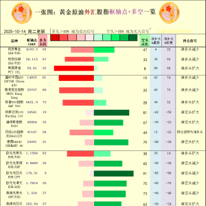 一张图：2025年10月14日黄金原油外汇股指“枢纽点+多空持仓信号”一览 ...