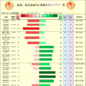 一张图：2025年10月16日黄金原油外汇股指“枢纽点+多空持仓信号”一览 ...