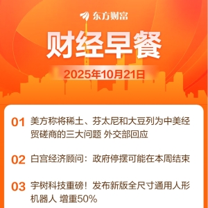 东方财富财经早餐 10月21日周二