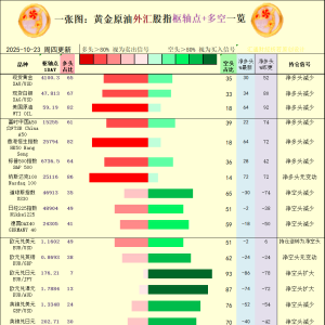 一张图：2025年10月23日黄金原油外汇股指“枢纽点+多空持仓信号”一览 ...