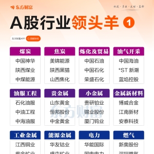 超全！A股各行业“领头羊”速览