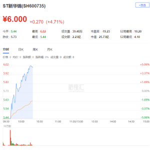 ST新华锦盘中涨停，上演“地天板”！现报6.02元，成交额2.13亿元 ...