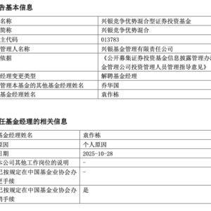 袁作栋清仓卸任激起涟漪，兴银基金破局在路上