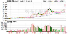 1分钟 鹏辉能源录得20cm涨停！港口航运、存储芯片走强