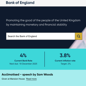 英国央行如期按兵不动 维持基准利率在4%不变