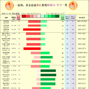 一张图：2025年11月7日黄金原油外汇股指“枢纽点+多空持仓信号”一览 ...
