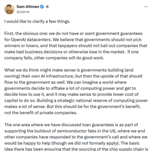 AI投资须政府兜底? OpenAI奥尔特曼紧急“灭火”：2030年营收达数千亿美元 ...