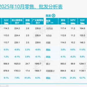 “银十”车市微降0.8%，出口拉动自主品牌市占率升至68.7%，乘联分会：11月车企有望呈 ...