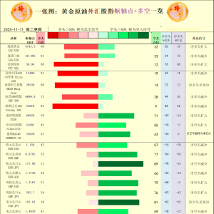 一张图：2025/11/11黄金原油外汇股指“枢纽点+多空持仓信号”一览 ...