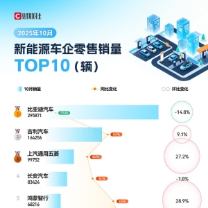 10月新能源车企销量TOP10：小米连月破4万 特斯拉创3年新低无缘前十 ...