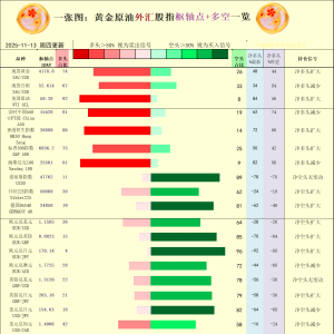 一张图：2025/11/13黄金原油外汇股指“枢纽点+多空持仓信号”一览 ...