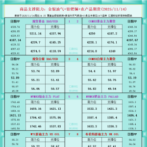 一张图看商品支撑阻力：金银油气+铂钯铜农产品期货(2025年11月14日) ...