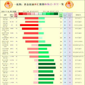 一张图：2025/11/26黄金原油外汇股指“枢纽点+多空持仓信号”一览 ...