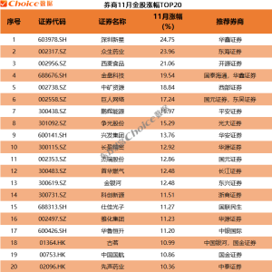多只券商金股涨超20% 12月金股重磅出炉！