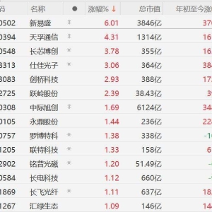 A股CPO概念股普涨，新易盛涨6%，天孚通信涨超4%，长芯博创、仕佳光子涨超3%，剑桥科技 ...