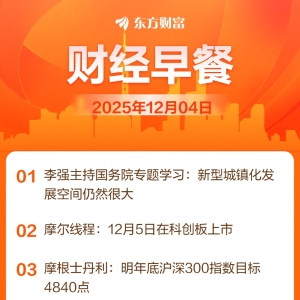 东方财富财经早餐 12月4日周四