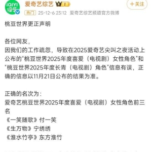 刘诗诗角色被替换为白鹿《临江仙》的李青月，杨幂顺延至第三名！爱奇艺就“颁奖乌龙” ...