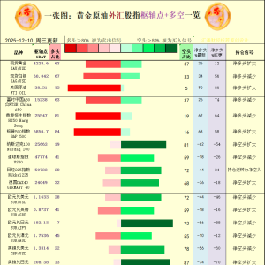 一张图：2025年12月10日黄金原油外汇股指“枢纽点+多空持仓信号”一览 ...