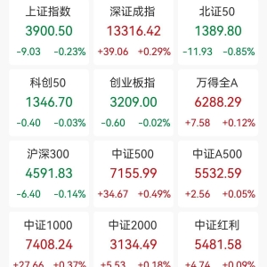 A股收评：三大指数涨跌不一，沪指跌0.23%创指跌0.02%深证成指涨0.29%，海南、房地产板 ...