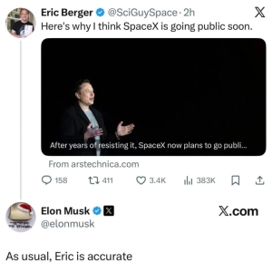 马斯克表态！SpaceX IPO倒计时？