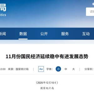 重要经济数据发布！4.8%，1.3%！国家统计局：11月份国民经济延续稳中有进发展态势 ...